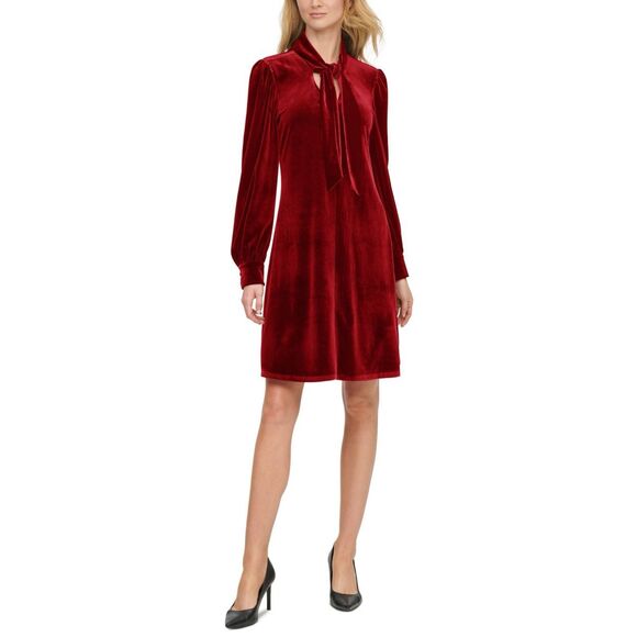 Calvin Klein Womens Velvet Mini Cocktail and Party Dress Size 14 - Picture 1 of 3